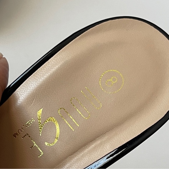 ROUGE HELIUM | Black Patent Leather Square Toe Heeled Mules Sz 8 - Picture 10 of 10